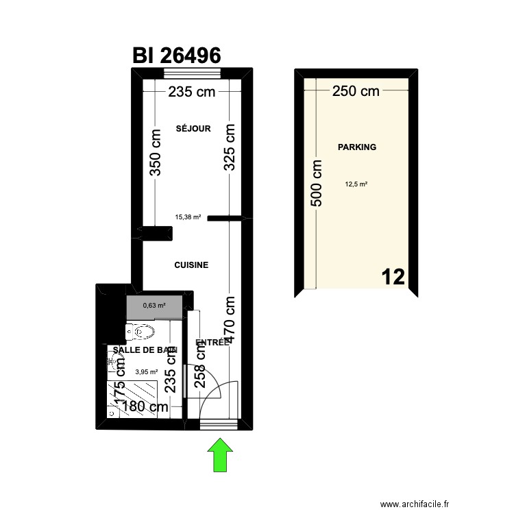 BI 26496. Plan de 7 pièces et 33 m2