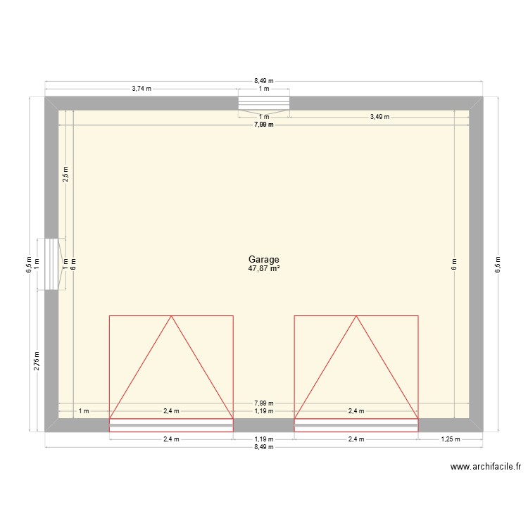 Garage. Plan de 1 pièce et 48 m2