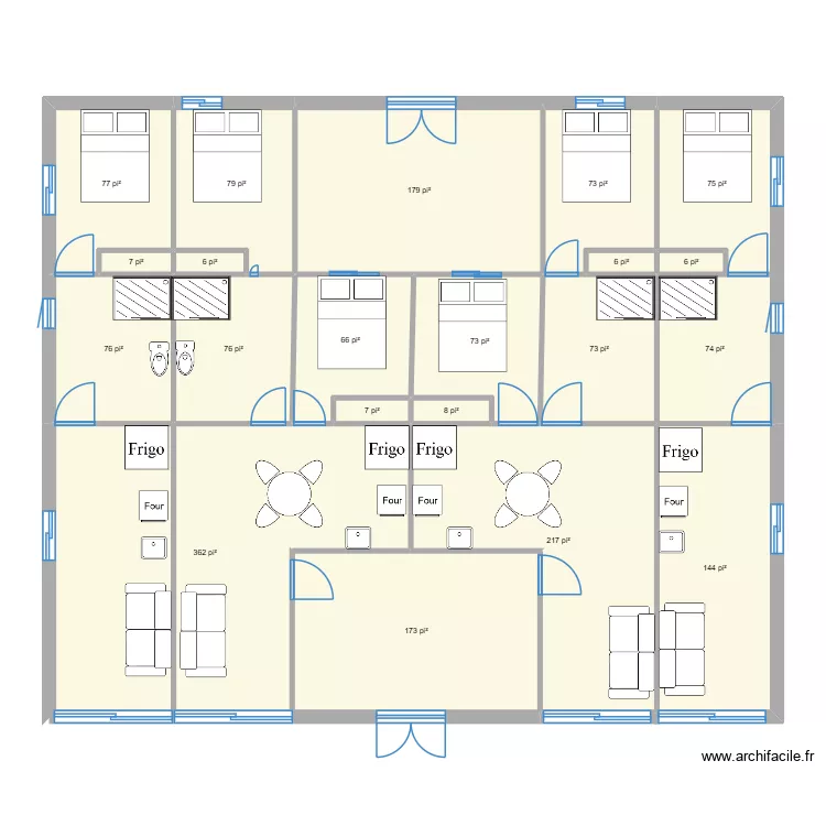 roger. Plan de 21  et 173 m²