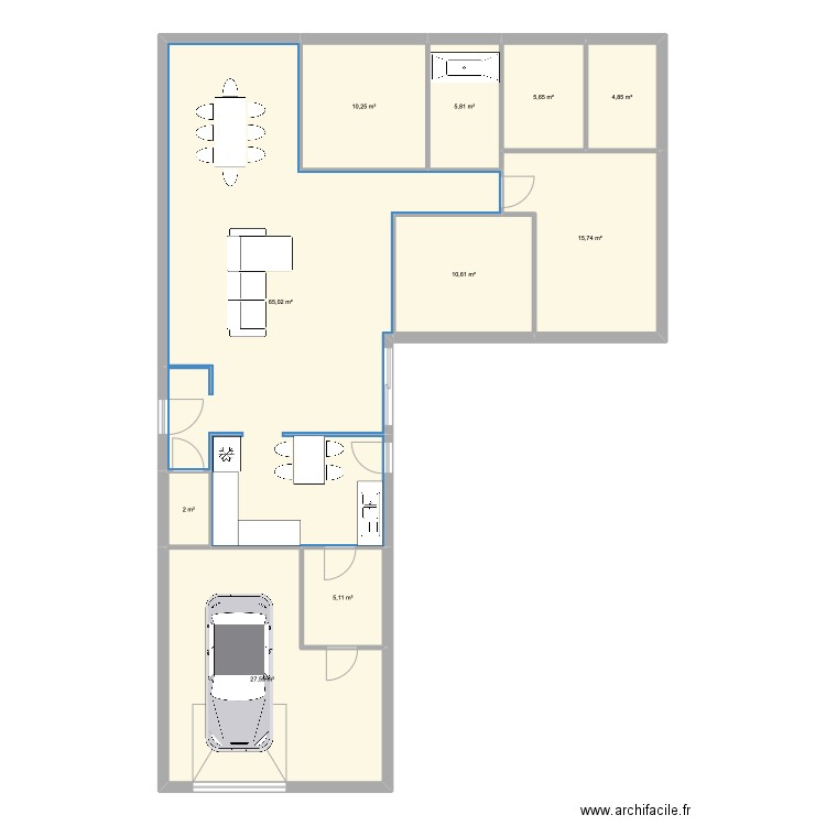 Maison Campagne 4. Plan de 10 pièces et 153 m2