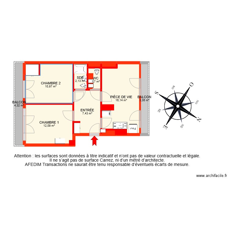 BI 22687-. Plan de 12 pièces et 60 m2