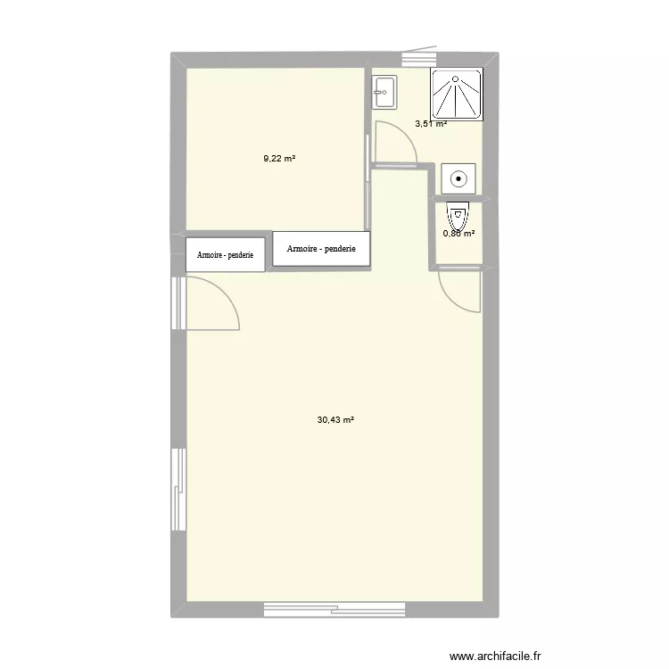 cb 40 studio. Plan de 4 Pièces et 44 m² cb 40 studio. Plan de 4 Pièces et 44 m²