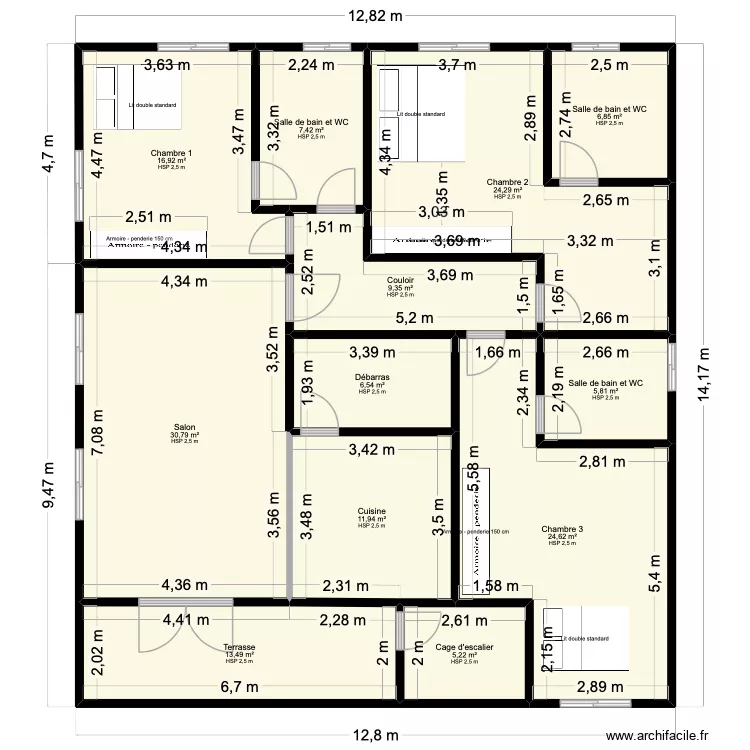 PLAN 1. Plan de 12  et 163 m²