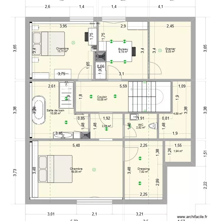 R+1 meubl&eacute;. Plan de 12 Pièces et 91 m²