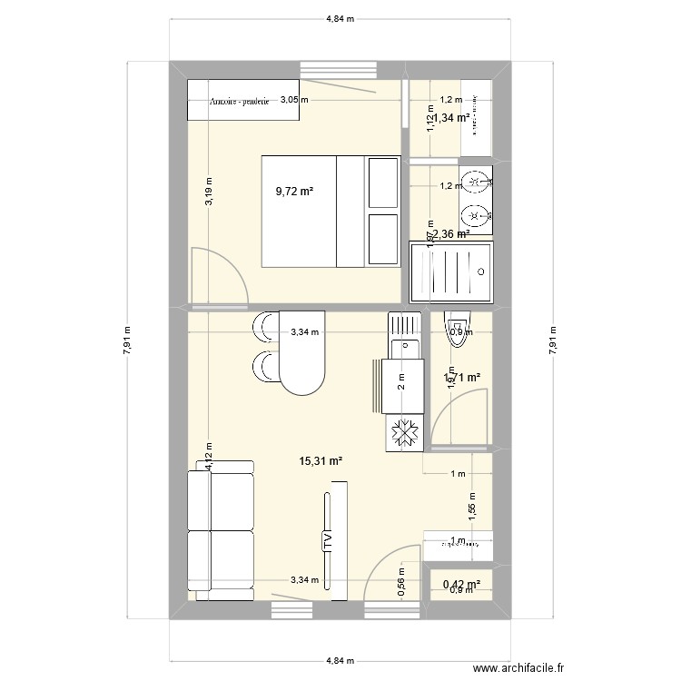 jean marc. Plan de 6 pièces et 31 m2
