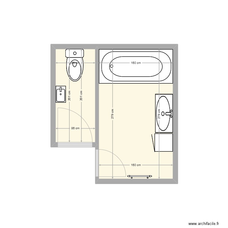 FAURE. Plan de 2 pièces et 6 m2