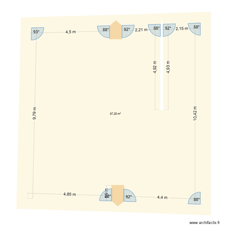 plan rdc 2. Plan de 1 pièce et 97 m2