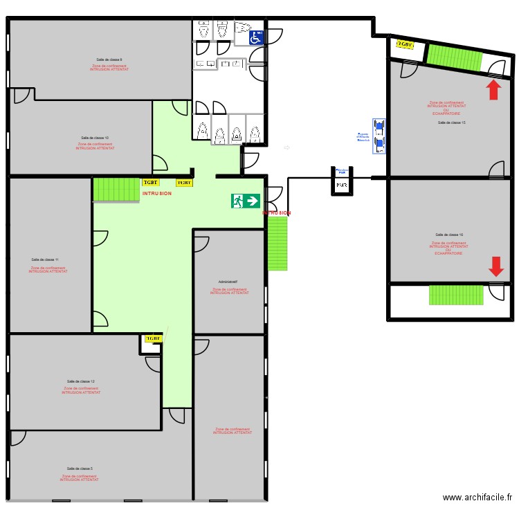 Olivier - Etage général ATTENTAT. Plan de 24 pièces et 3871 m2