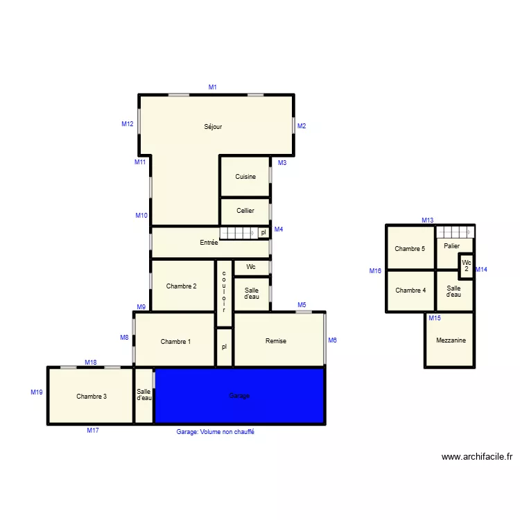 Parquin ile dyeu. Plan de 19 pièces et 65 m² Parquin ile dyeu. Plan de 19 pièces et 65 m²