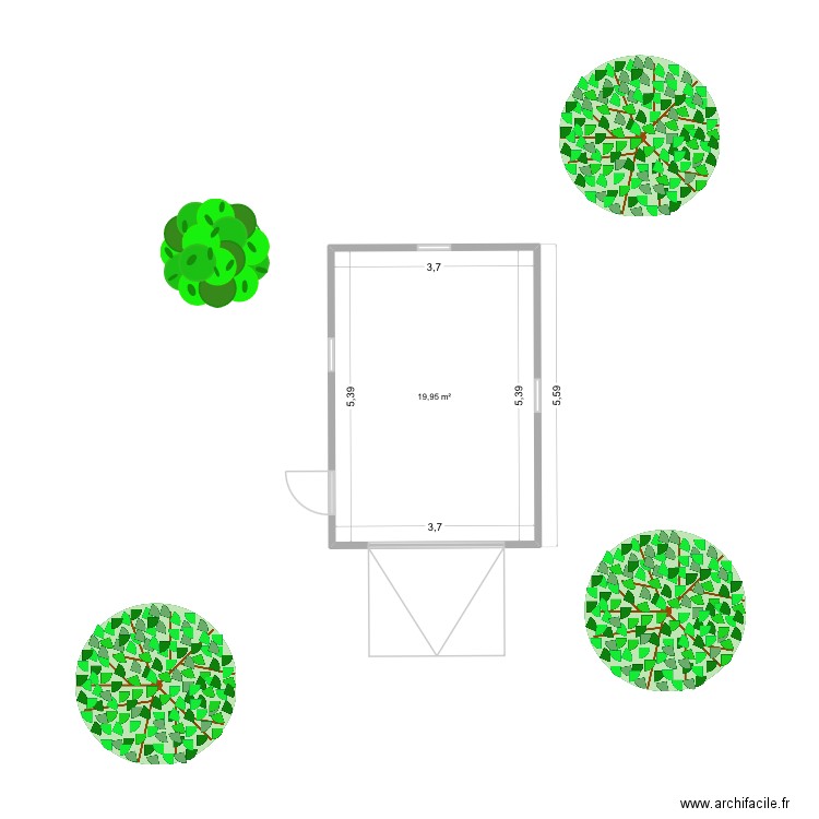 Projet garage Cazenave. Plan de 1 pièce et 20 m2