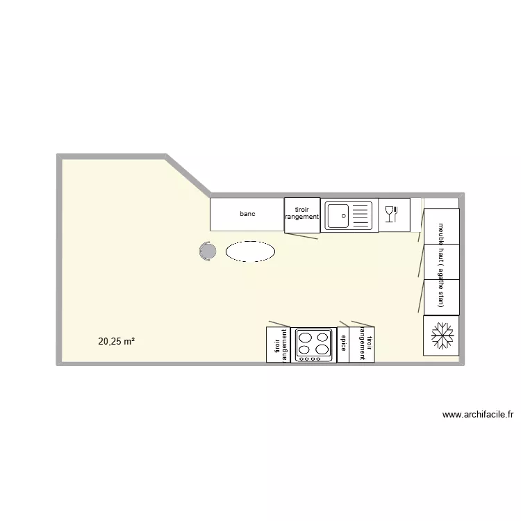 cuisine linselles v2. Plan de 1  et 20 m²