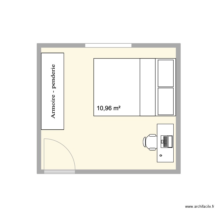 Krishnee. Plan de 1 pièce et 11 m2
