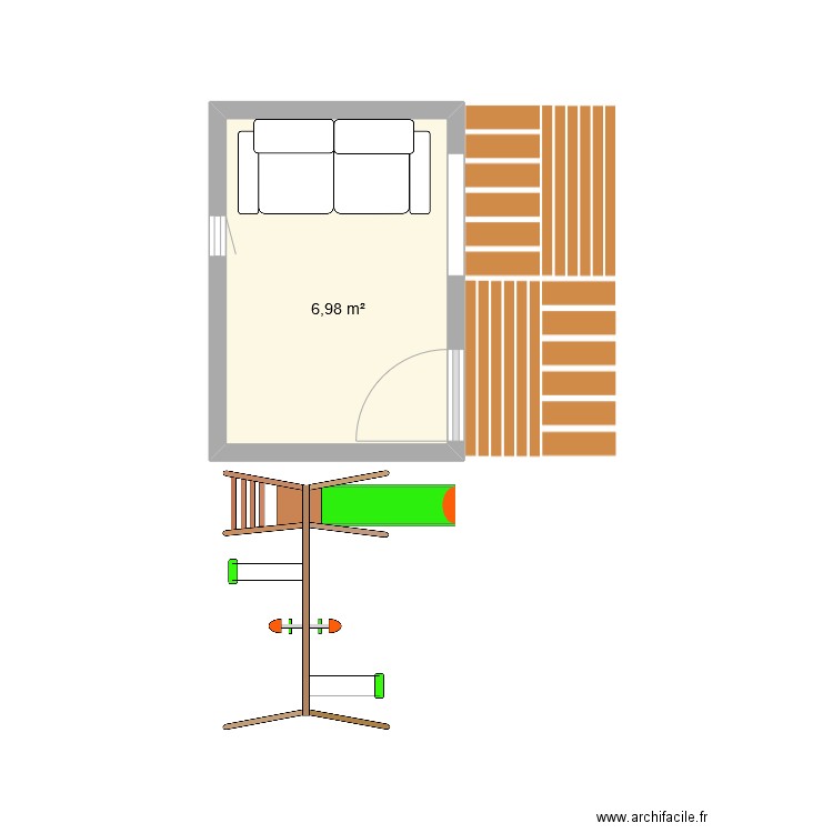 cabanette. Plan de 1 pièce et 7 m2