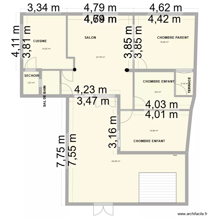 PLAN 1 MAISON. Plan de 8  et 129 m²
