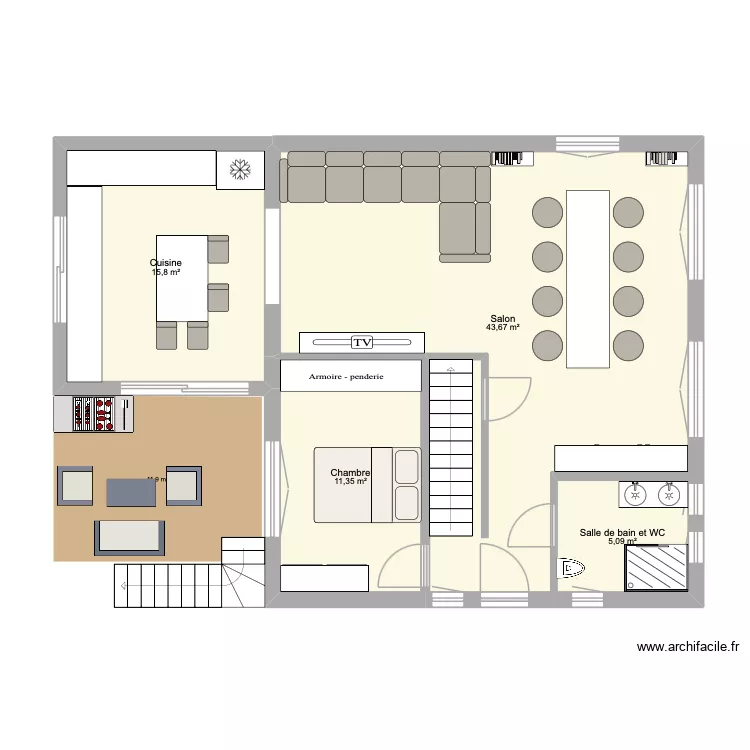 maison. Plan de 4 Pièces et 76 m²