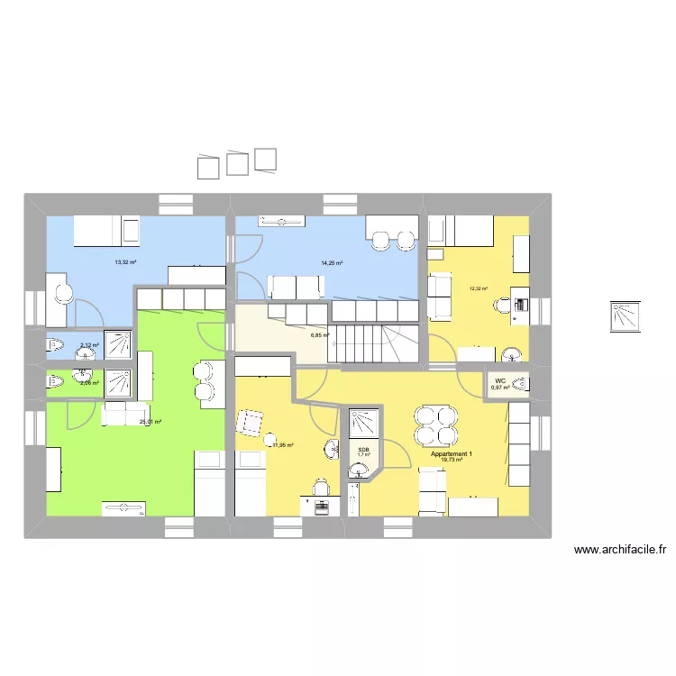 Marc Midden verdieping. Plan de 11 et 110 m² Marc Midden verdieping. Plan de 11 et 110 m²