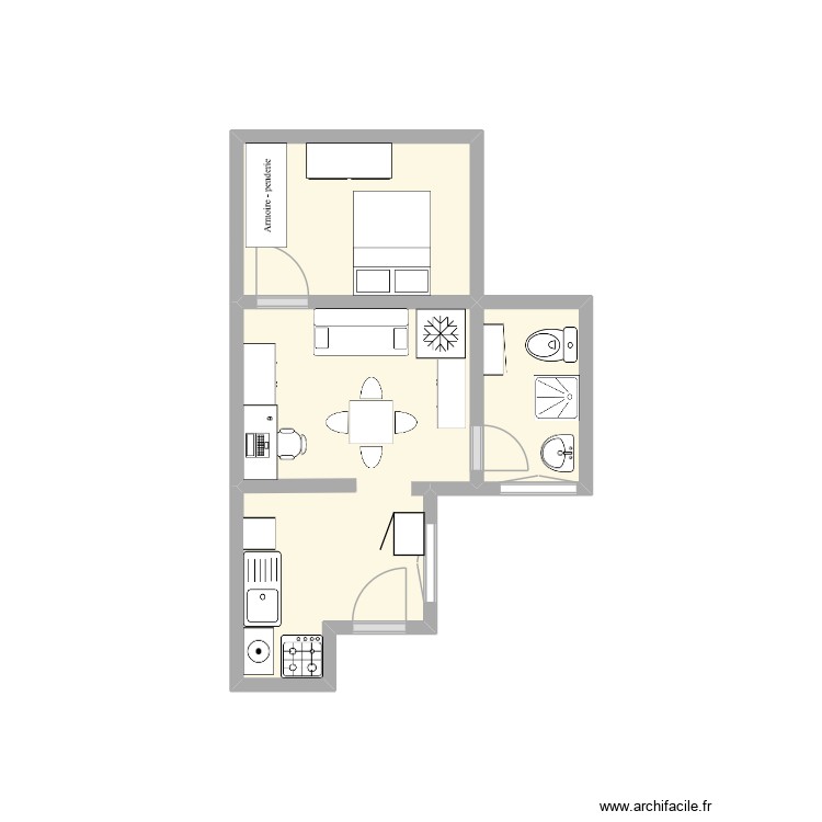 ABBEVILLE JM. Plan de 3 pièces et 6 m2