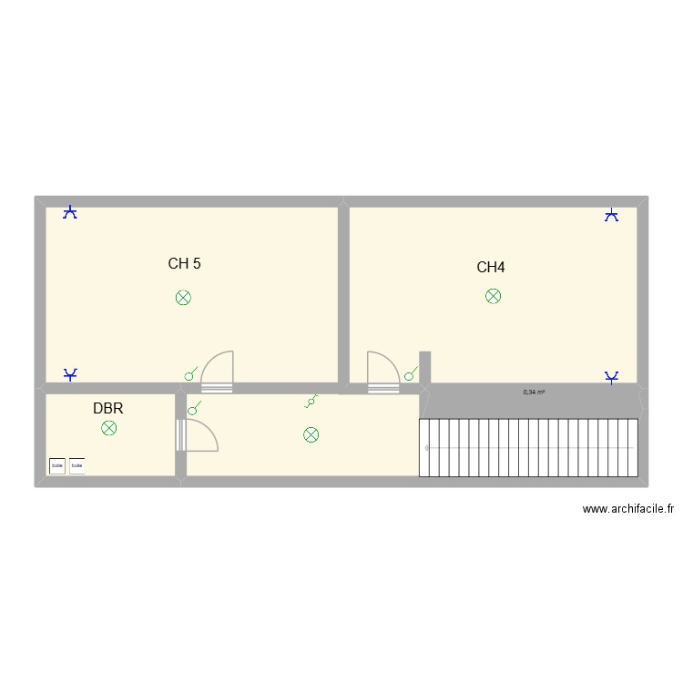 étage 2. Plan de 4 pièces et 90 m2