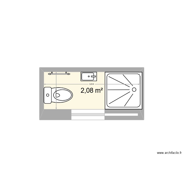 SALLE D'EAU BI. Plan de 1 pièce et 2 m2