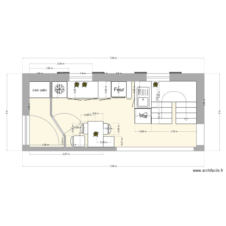 kitchen FrühaufstraßE. Plan de 2 pièces et 16 m2