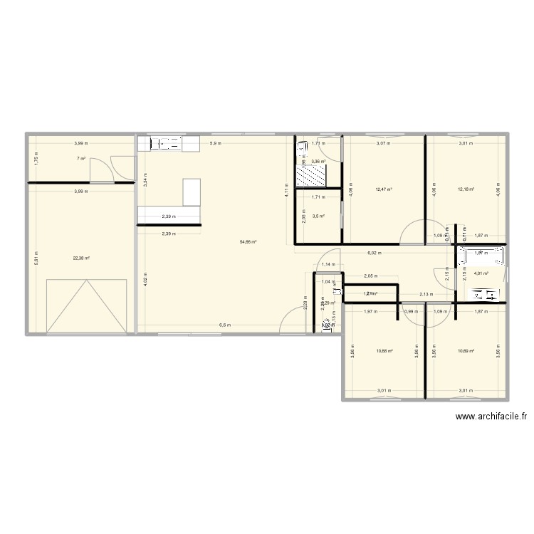 PAO4-4. Plan de 12 pièces et 144 m2