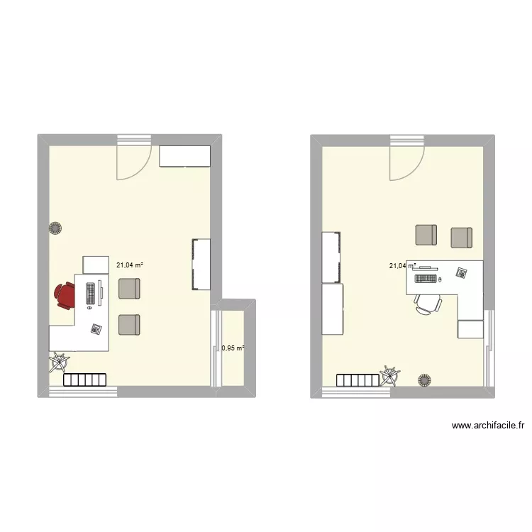 Mon bureau. Plan de 3 Pièces et 43 m²