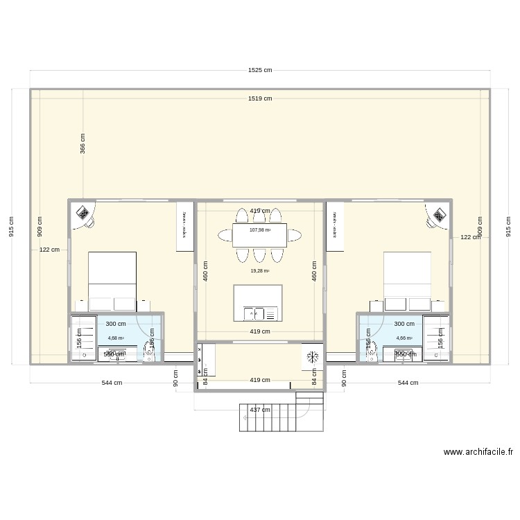 R & L - Tapa v2. Plan de 4 pièces et 170 m2