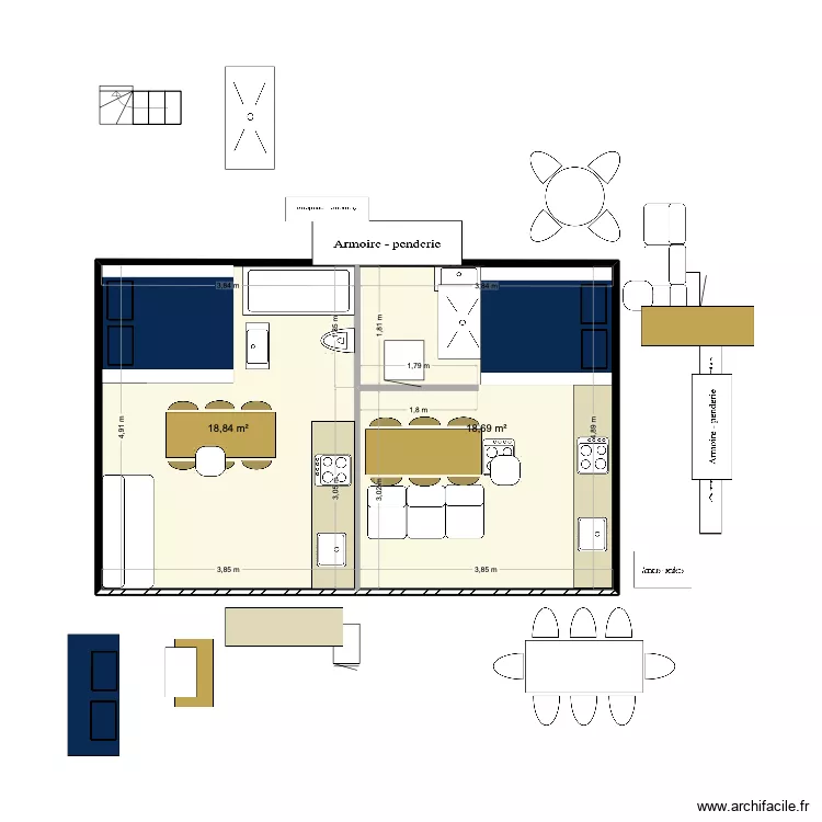aqueduc 11. Plan de 2 pièces et 38 m²