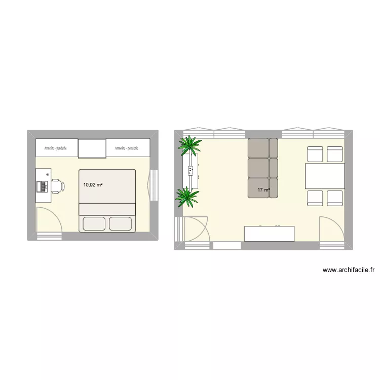 séjour et chambre septembre 2026. Plan de 2 Pièces et 28 m² séjour et chambre septembre 2026. Plan de 2 Pièces et 28 m²