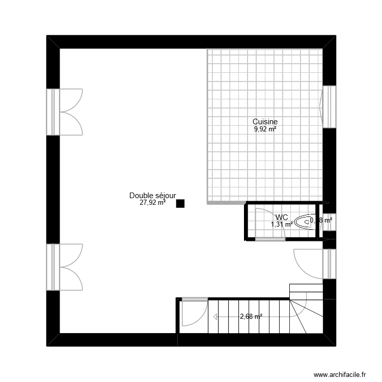 Charlotte_RDC_Apr&egrave;s Travaux. Plan de 5  et 42 m²