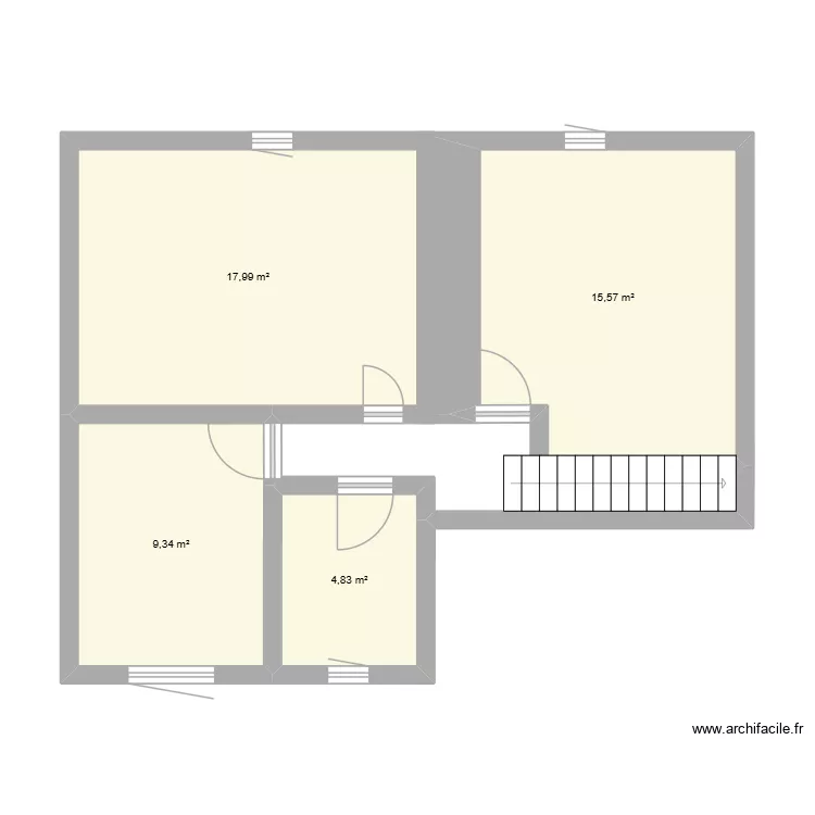projet etage. Plan de 4 pièces et 48 m²