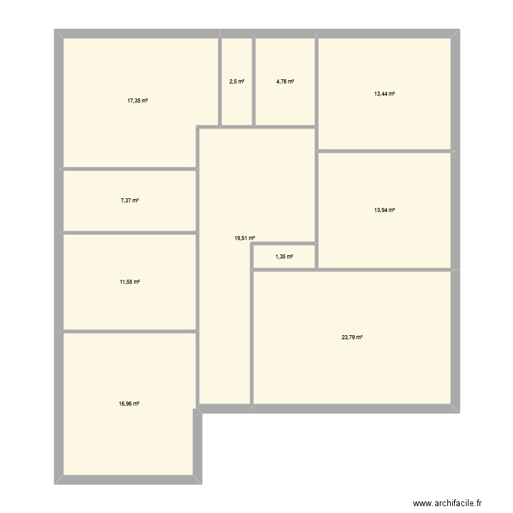 BATAILLE. Plan de 11 pièces et 133 m2