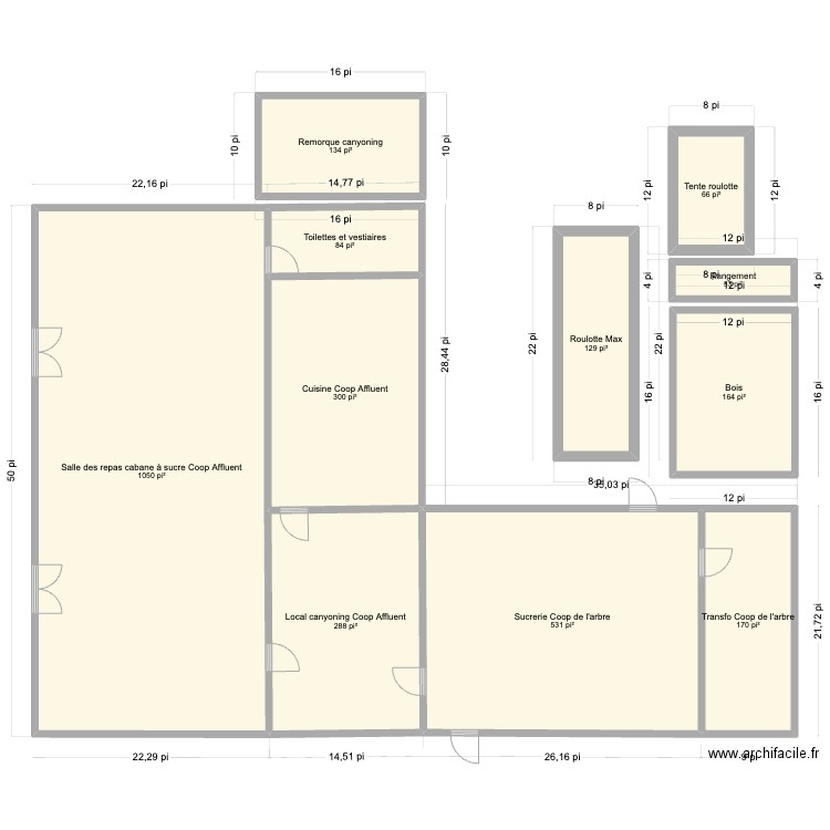 Cabane à sucre. Plan de 11 pièces et 274 m2