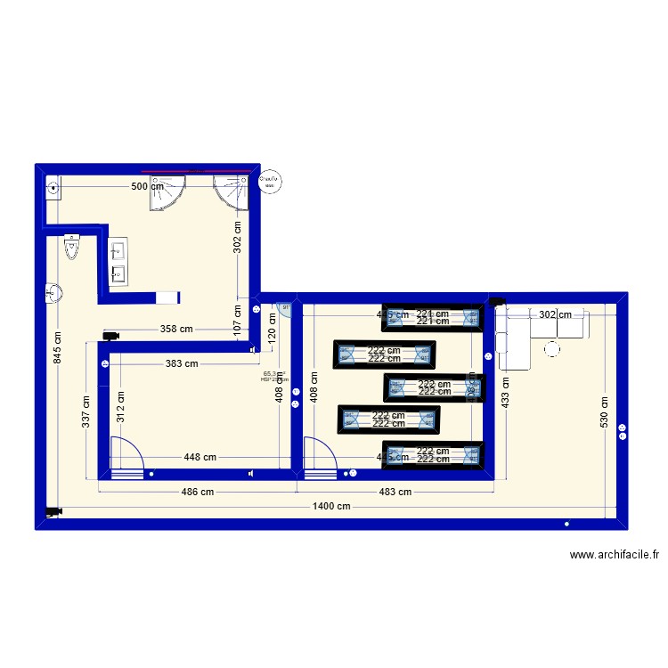 Anatomy club. Plan de 7 pièces et 88 m2