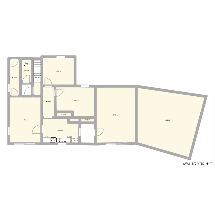 Mini-accueil 2 - Mesures. Plan de 12  et 140 m²