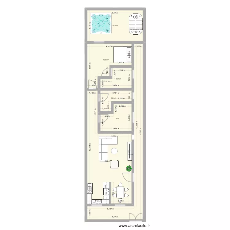 der. Plan de 7  et 129 m²
