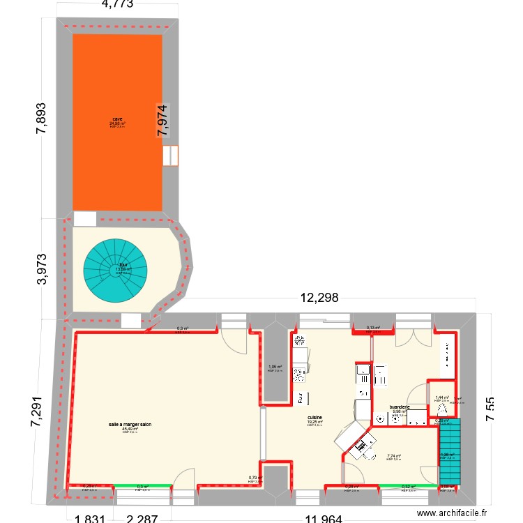 maison bouere v2. Plan de 40 pièces et 298 m2