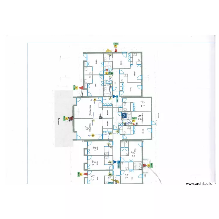 Cypr&egrave;s A et B R&eacute;seau BORNES WIFI. Plan de 