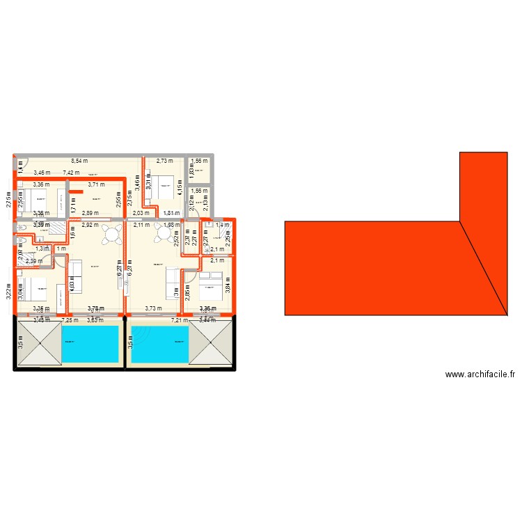 project 2. Plan de 15 pièces et 188 m2