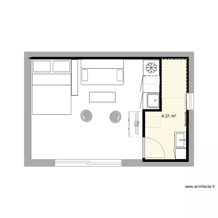 CABANON BEAU SITE 2. Plan de 1  et 4 m²