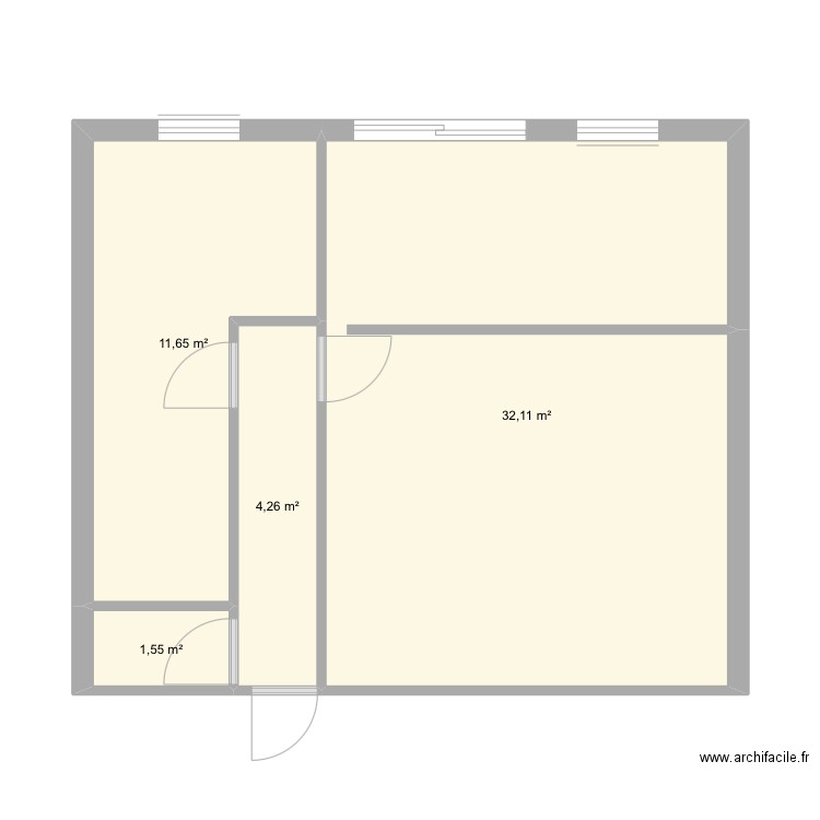 Projet Sdb Chambre rdc. Plan de 4 pièces et 50 m2