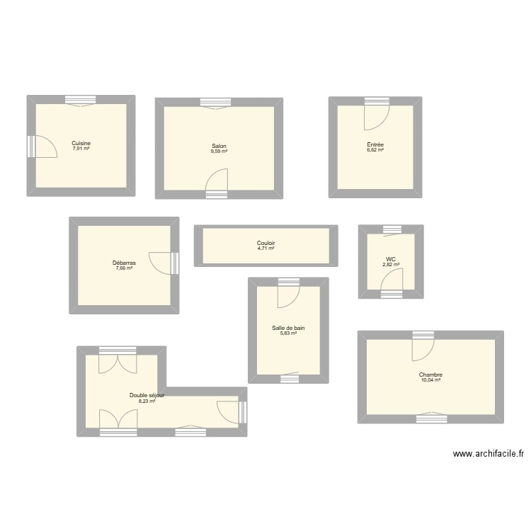 MODELE MAISON 100 M2. Plan de 9 pièces et 63 m2