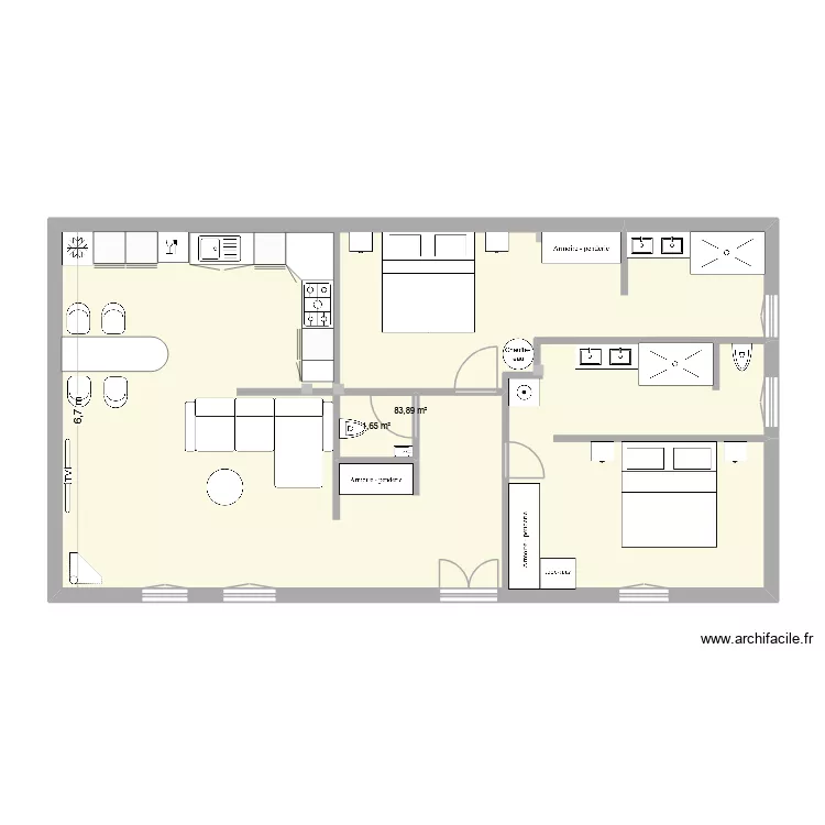 LEBBOS_Appt V3. Plan de 2  et 89 m²