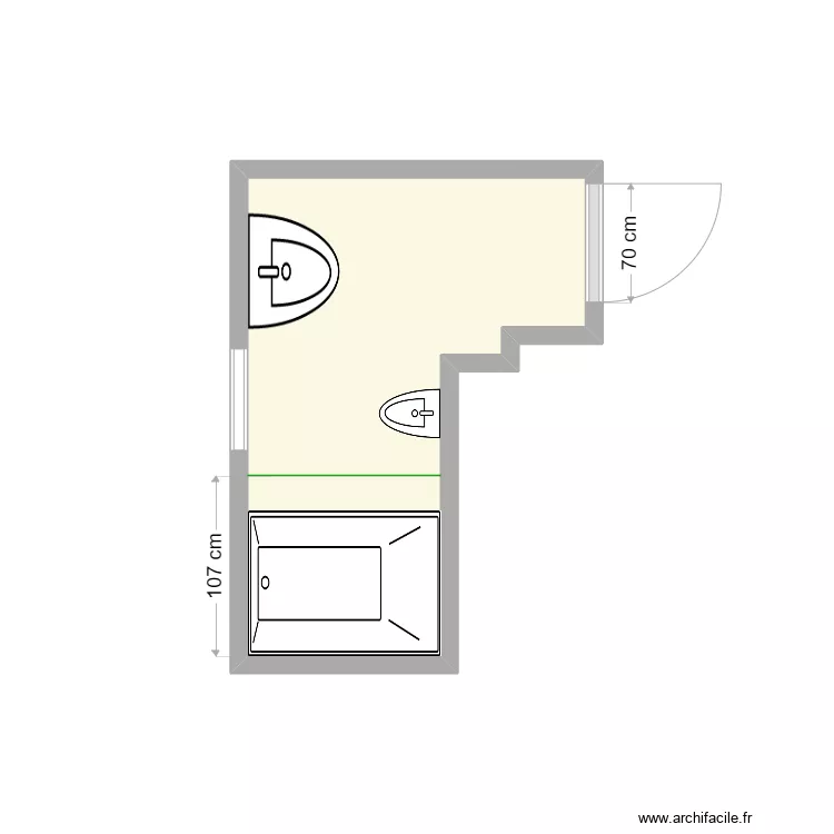 COLETTA avant travaux. Plan de 1  et 4 m²