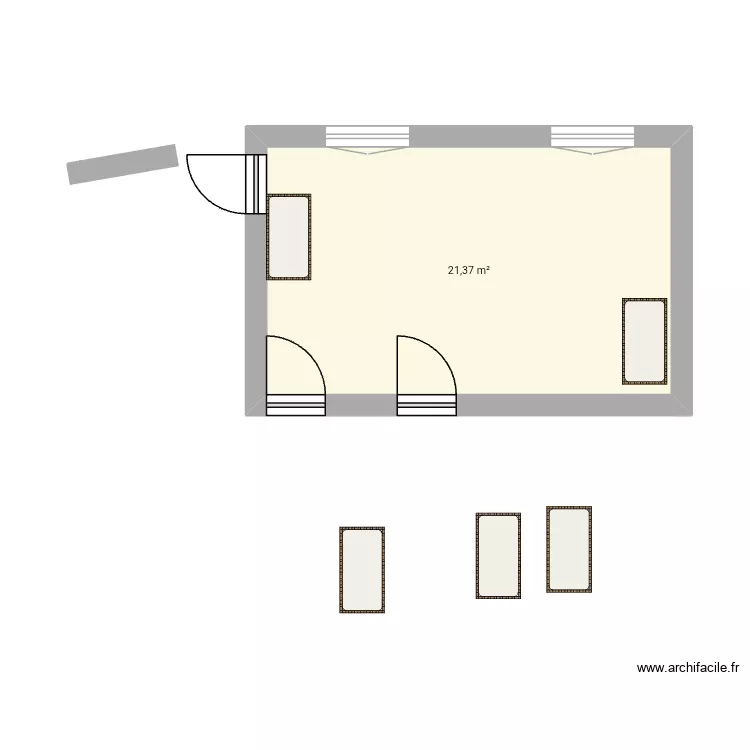 Chambre sud. Plan de 1 et 21 m² Chambre sud. Plan de 1 et 21 m²