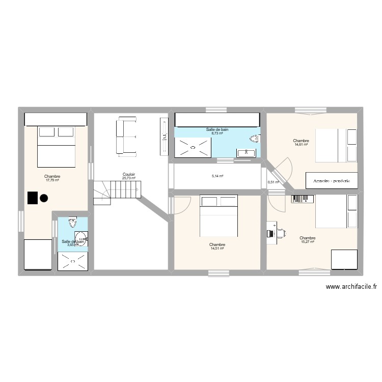 Etage 2 - Granges-Marnand. Plan de 9 pièces et 106 m2