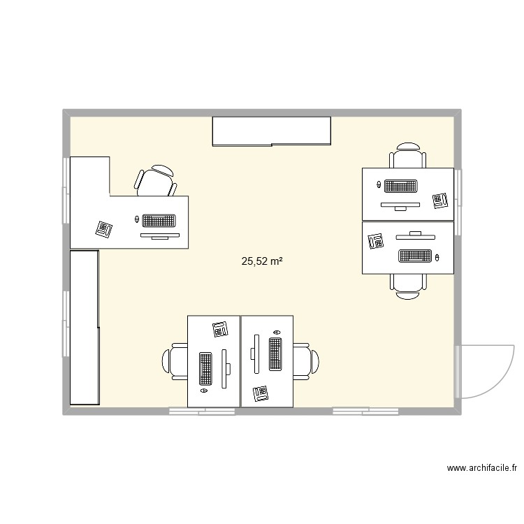 plan container 1. Plan de 1 pièce et 26 m2