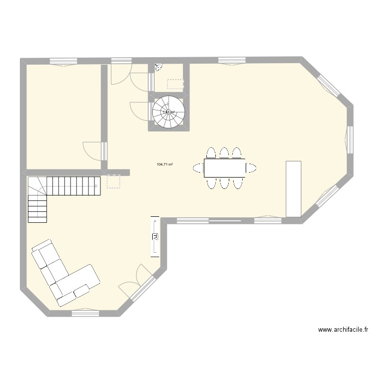 Couac. Plan de 2 pièces et 110 m2