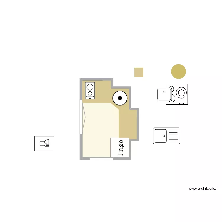 CUISINE JONQUOY. Plan de 1  et 3 m²