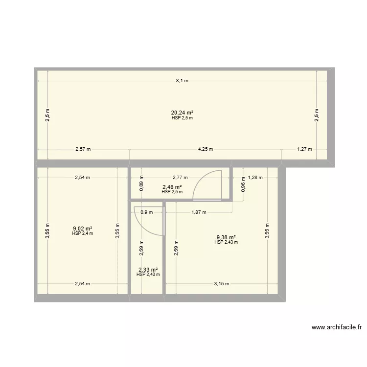 DAVY. Plan de 5  et 43 m²